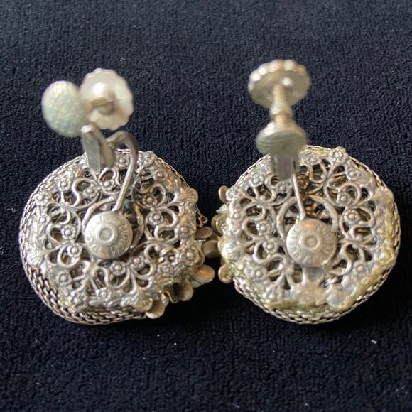 VTG MIRIAM HASKELL Hand Wired Baroque Pearl Clip Earrings - Picture 5 of 8